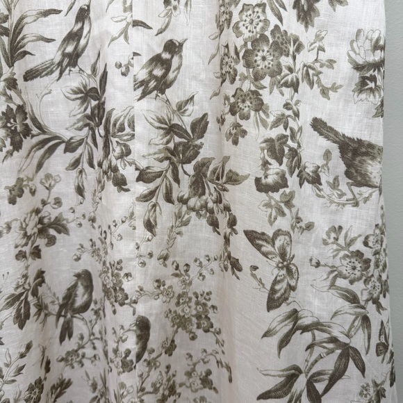 Zimmermann Linen Day Midi Dress Puff Sleeve Pockets Olive Green Toile Floral 6 - Picture 9 of 13